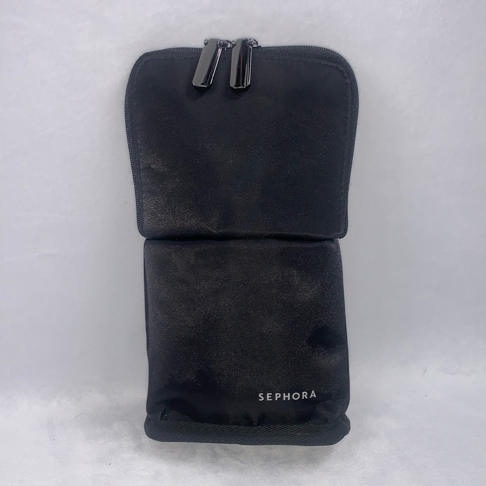 Sephora Makeup Brush Bag Black with Iridescent Interior Stand Up Carrying Case